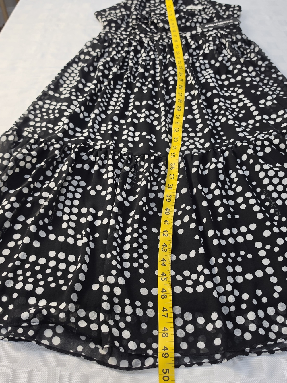 Karl Lagerfeld Black and White Polka Dot Halter Midi Dress - Picture 10 of 13